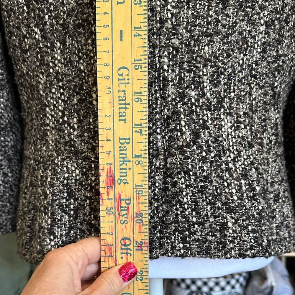 Talbots classic C inspired Black and Gray Tweed Blazer